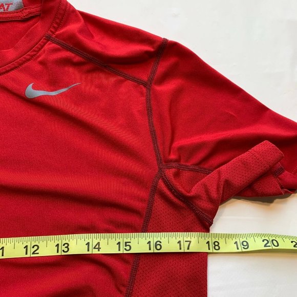 Nike Pro Combat Dri-Fit Mens Small Fitted Compression Top‎ Short Sleeve Red Run - Picture 10 of 12